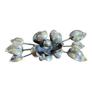 Antique 1920’s Sterling Silver Floral with Leaf &  Berry Pin Brooch